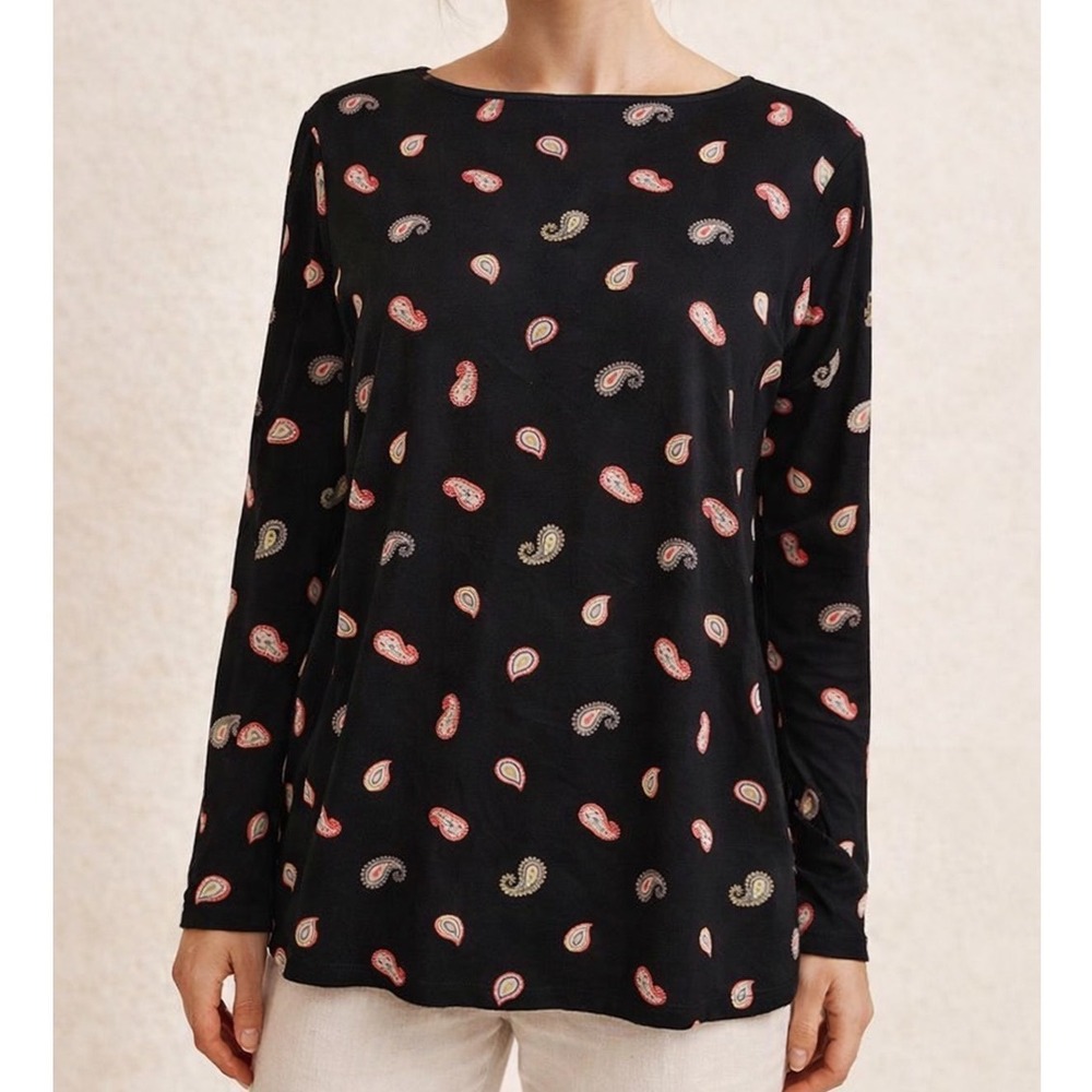 Y2 J. Jill Paisley Print Shirt Top Blouse Women's Medium Tunic Soft
